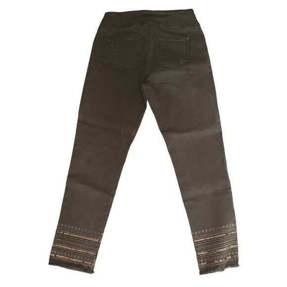 Lisette L Montreal Womens Charcoal Gray Embroidered Crystal Hem Denim Jeans - Picture 2 of 16